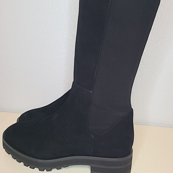 STUART WEITZMAN boots Lift Knee black suede Pull-on 5050 Stretch sz 9.5 new - Picture 7 of 11